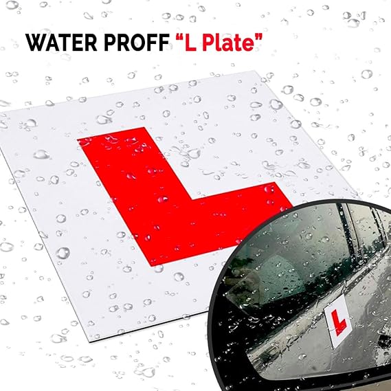 L Board Sticker for Car Removable L Sticker for Learning Driver Vehicle L Plate Advisory Sign Learner Driver Vinyl Sticker Laminated, Anti Fade Sticker (Pack of 2)