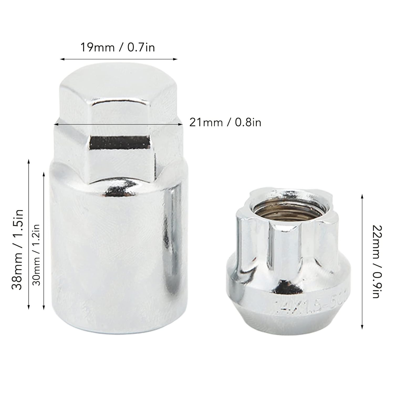 Anti-Theft Wheel Lock Lug Nut 4pcs Chrome Open End Car Wheel Lock Nuts Security Wheel Locks Size (M12x1.5, Chrome)