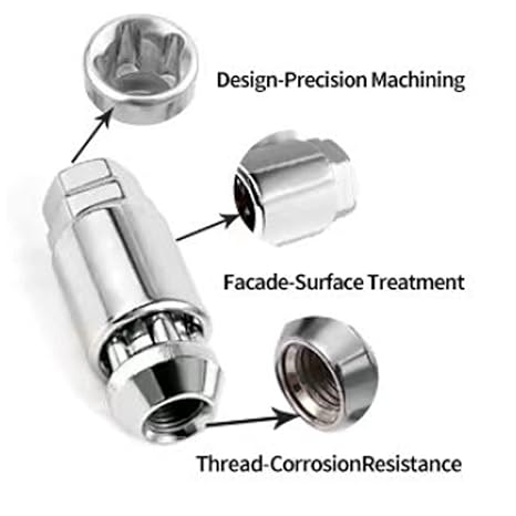 Anti-Theft Wheel Lock Lug Nut 4pcs Chrome Open End Car Wheel Lock Nuts Security Wheel Locks Size (M12x1.5, Chrome)