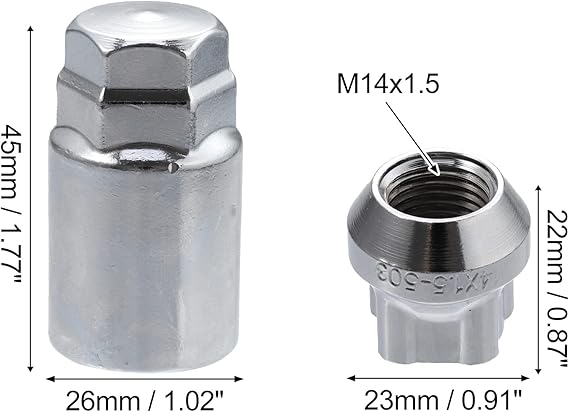 Anti-Theft Wheel Lock Lug Nut 4pcs Chrome Open End Car Wheel Lock Nuts Security Wheel Locks Size (M12x1.5, Chrome)