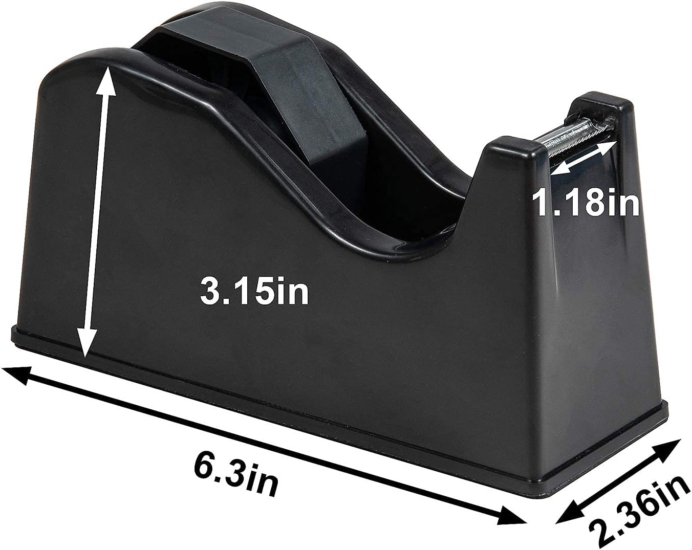 Durable Desktop Tape Dispenser with Sharp Metal Blade, Weighted Non-Slip Base with Interchangeable Core adjusts for 3 inch or 1 inch Tape Rolls Perfect for Office, School & Home