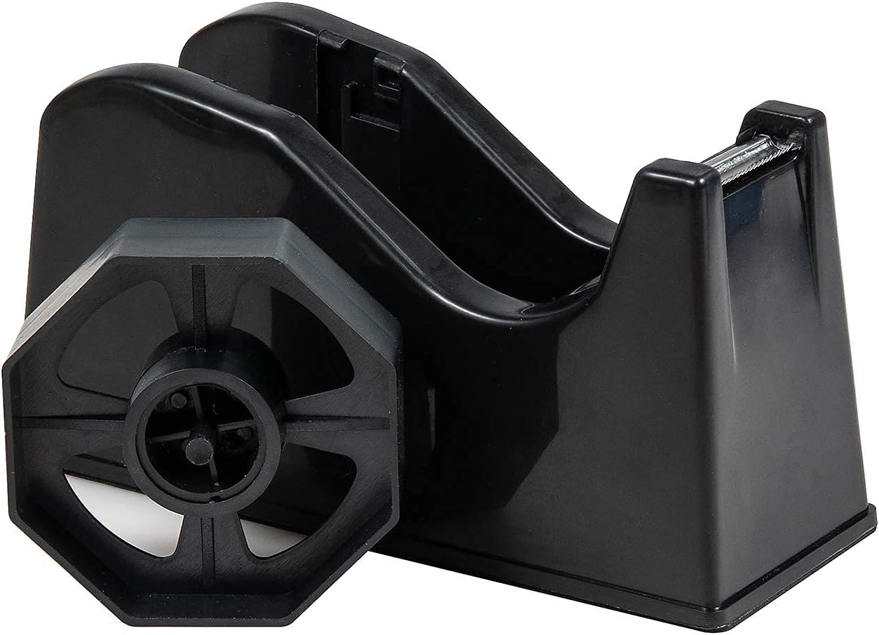 Durable Desktop Tape Dispenser with Sharp Metal Blade, Weighted Non-Slip Base with Interchangeable Core adjusts for 3 inch or 1 inch Tape Rolls Perfect for Office, School & Home