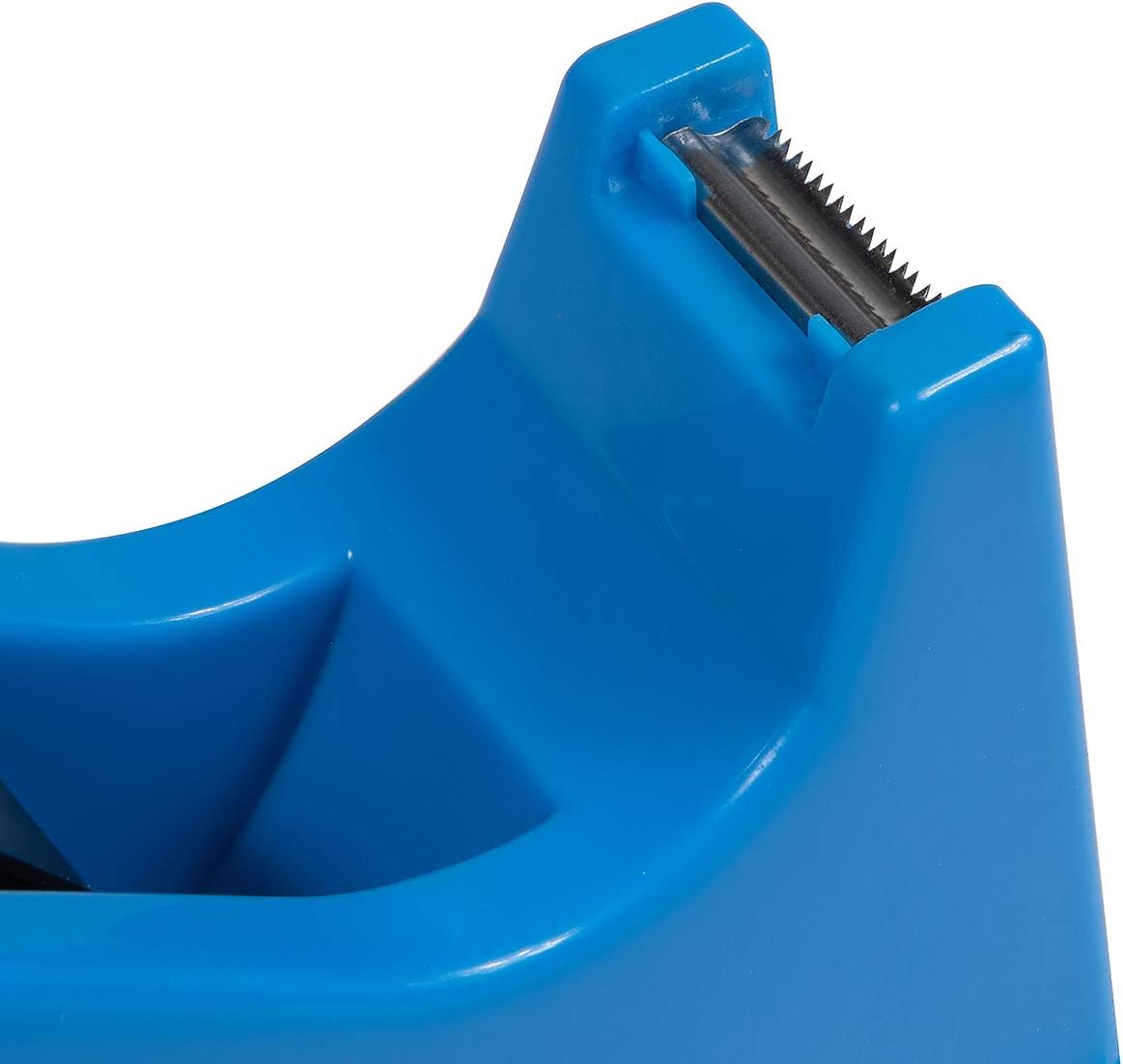 Durable Desktop Tape Dispenser with Sharp Metal Blade, Weighted Non-Slip Base with Interchangeable Core adjusts for 3 inch or 1 inch Tape Rolls Perfect for Office, School & Home Blue