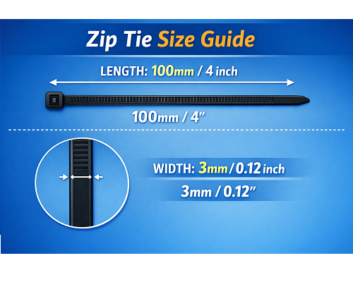 White Cable Zip Tie Heavy Duty Self-Locking Wire Ties Durable UV-Resistant Zip Ties Fastening Straps for Electrical, Home, Office & Automotive Use Strong & Secure 100mm(4Inch) by 3mm Width