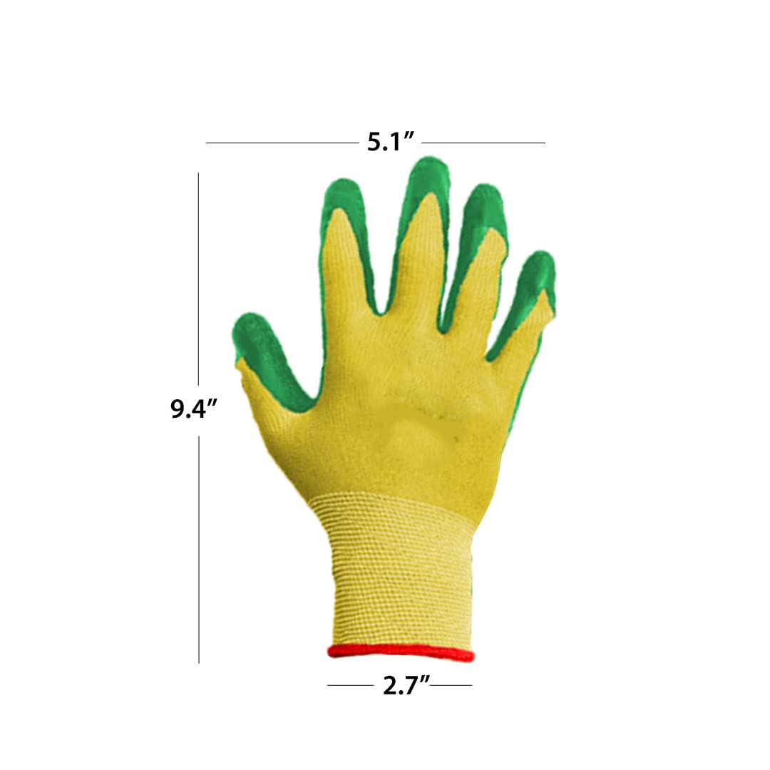 Heavy Duty Gardening Gloves with Latex Coated Palm Anti-Slip Garden Work Gloves Breathable Knitted Polyester Cotton Flexible Elastic Wrist Durable Protective Gloves for Farming, Planting & Yard Work