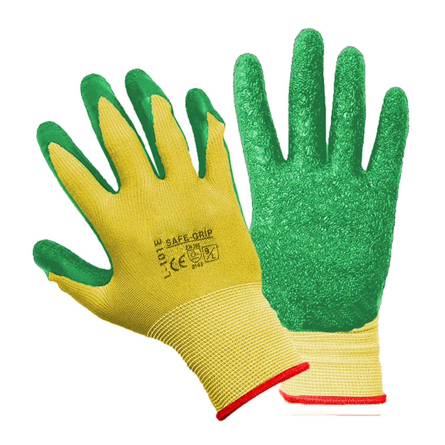 Heavy Duty Gardening Gloves with Latex Coated Palm Anti-Slip Garden Work Gloves Breathable Knitted Polyester Cotton Flexible Elastic Wrist Durable Protective Gloves for Farming, Planting & Yard Work