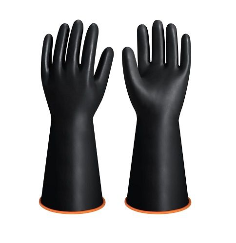 Rubber Gloves Chemical Resistant Industrial Safety Long Gloves, Waterproof & Anti-Slip Orange Comfort Lining Long Cuff Protection Reusable Cleaning & Multipurpose Working Gloves
