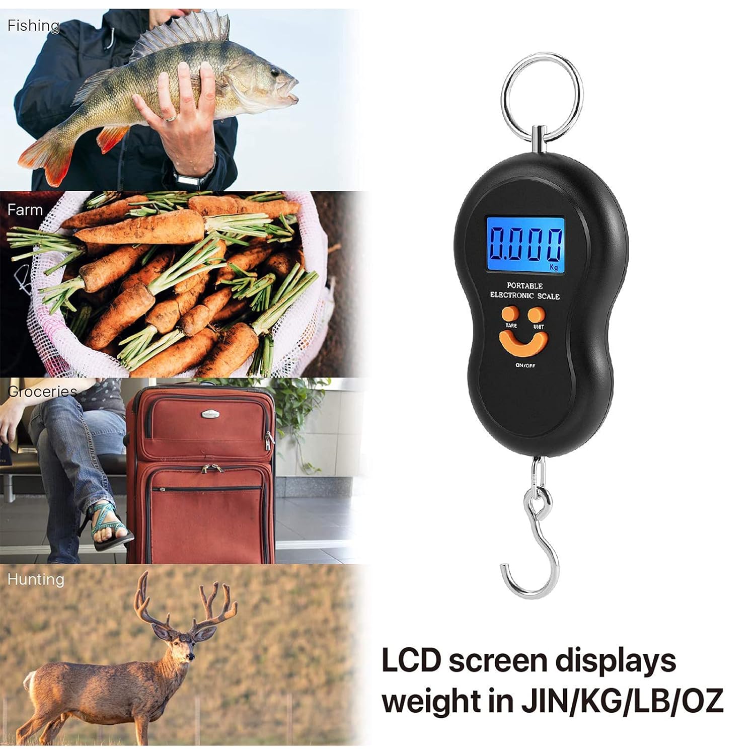 Digital Hanging Scale 0-50 Kgs Electronic Portable Weighing Scale Luggage Postal Scale Balance Hook with Backlight LCD Display for Home, Travelling, Farm & Outdoor - Smart, Portable & Reliable