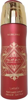 Lattafa Bade'e Al Oud Sublime Body Spray 200ml Fruity-floral Unisex fragrance Sublime Perfumed Body Spray By Lattafa