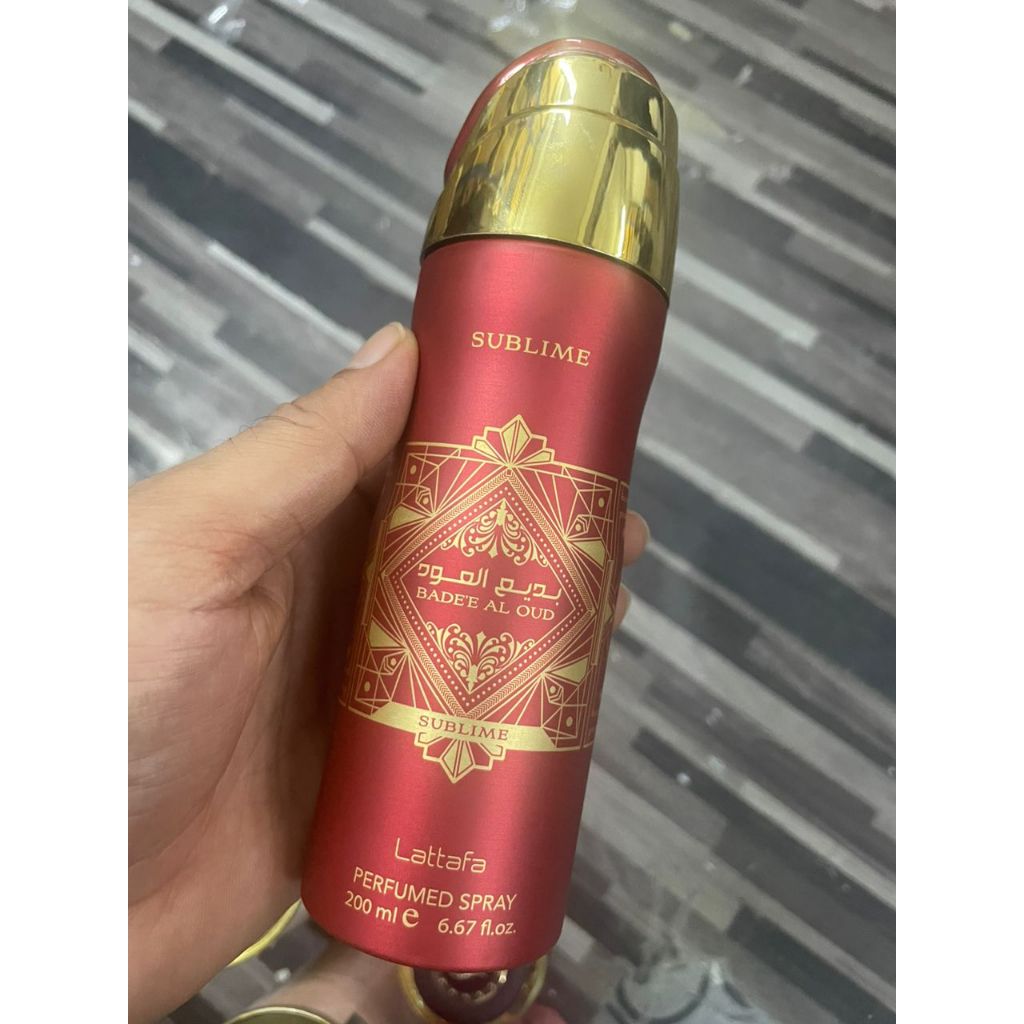 Lattafa Bade'e Al Oud Sublime Body Spray 200ml Fruity-floral Unisex fragrance Sublime Perfumed Body Spray By Lattafa