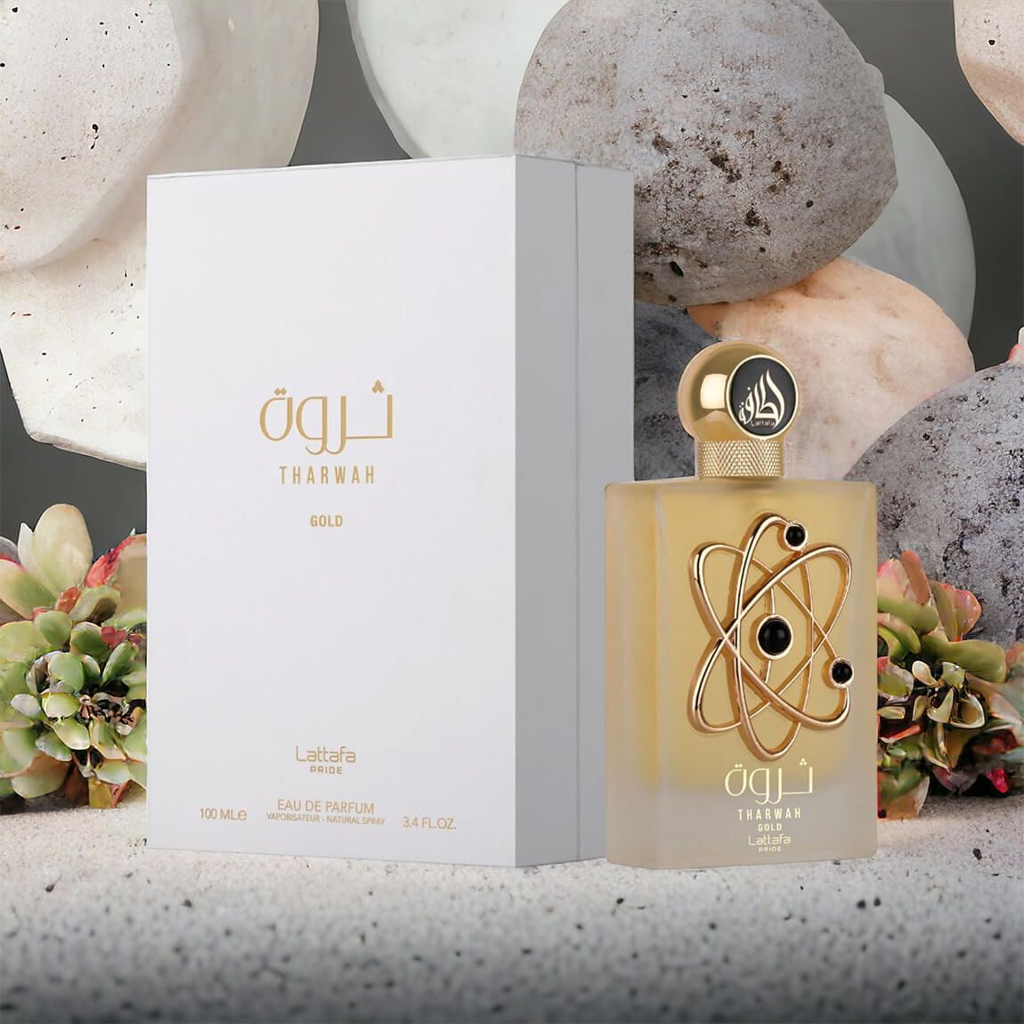 Lattafa Tharwah Gold EDP 100ml Perfume by Lattafa Tharwah Gold Eau De Parfum Floral-woody-amber Unisex Fragrance