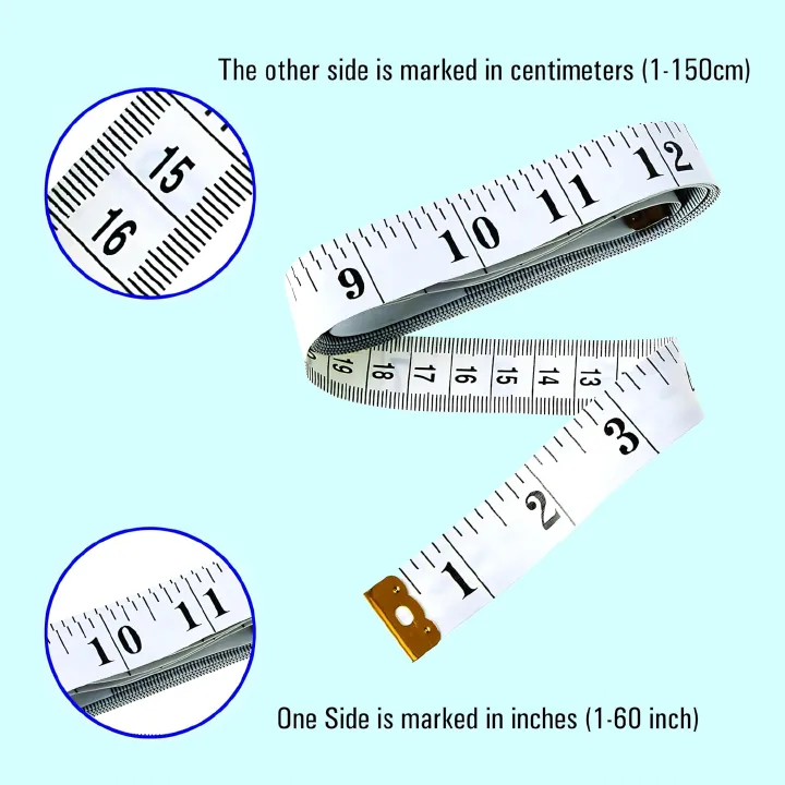 FM Mart Tape Measure, Soft Ruler Measuring Tape for Body Weight Loss, Fabric Sewing Tailor Cloth Vinyl Measurement Tape, Scale Ruler, Pink Blue Green White Yellow