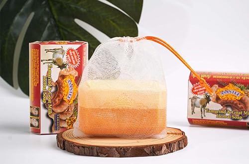 Asantee Tamarind & Goat Milk Herbal Bar Soap 125g (Pack of 1) - Natural Skin Care a Thai-made Product with a Focus on Brightening, Moisturizing, and Anti-aging Benefits