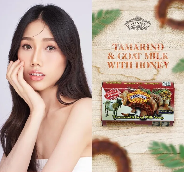 Asantee Tamarind & Goat Milk Herbal Bar Soap 125g (Pack of 1) - Natural Skin Care a Thai-made Product with a Focus on Brightening, Moisturizing, and Anti-aging Benefits