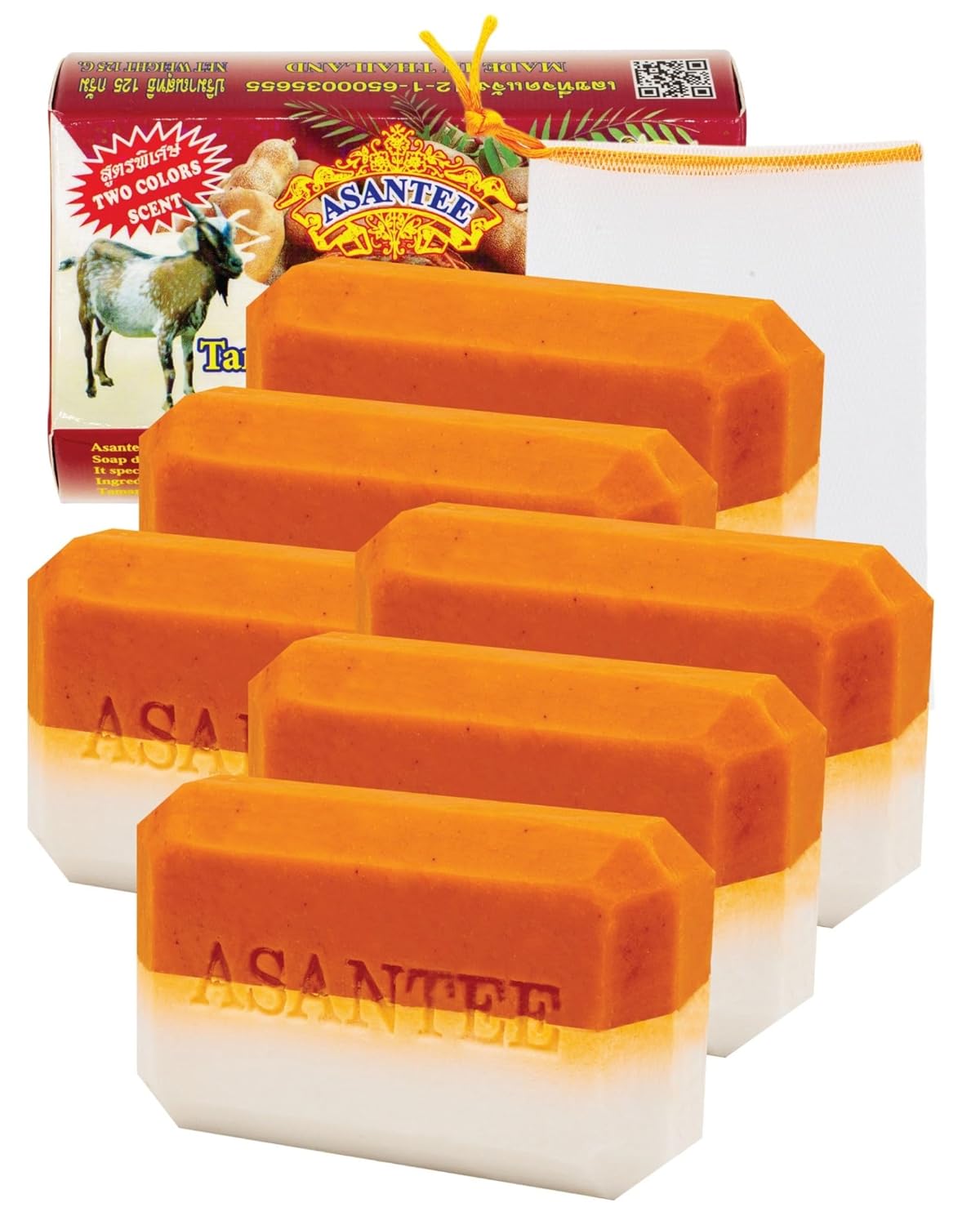 Asantee Tamarind & Goat Milk Herbal Bar Soap 125g (Pack of 1) - Natural Skin Care a Thai-made Product with a Focus on Brightening, Moisturizing, and Anti-aging Benefits