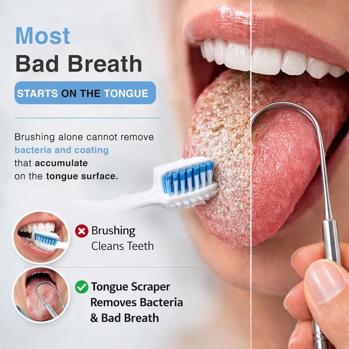 Stainless Steel Tongue Scrapers Metal U Shaped Tongue Scraper for Fresher Breath Tongue Scraper to Keep Mouth and Teeth Healthy and Cleaner