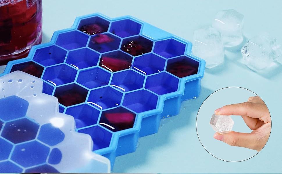 SILICONE Ice Cube Trays for Freezer with Lid-37 Grid Silicone for Small Ice Cube Molds,Easy-Release Reusable in Organizer Bins or Ice Bucket for Cocktail bar or Iced Coffee Cup