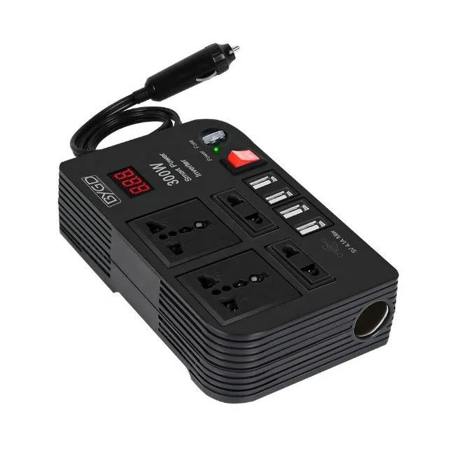 300W Car Power Inverter Dc to Ac 12V to 240V With 4 Ac ports, 4 USB ports + cigarette lighter