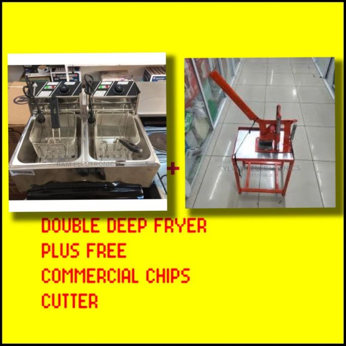 Nunix 6L+6L Double Electric Chips Deep Fryer Machine+FREE COMMERCIAL CHIPS SLICER
