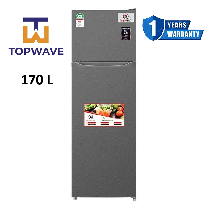 Smart Pro SFR-210-DT-I Double Door Refrigerator, 170L - Silver (1YR WRTY)