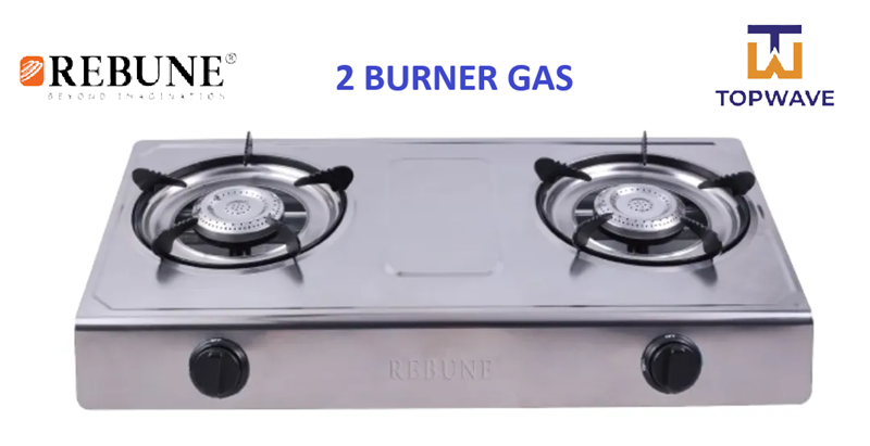 【 CLEARANCE OFFER 】2 Burner Rebune RE-4-054 Table Top Gas Cooker with High Quality Auto Ignition Gas Cooker Gas Cooker Two Double Burner.