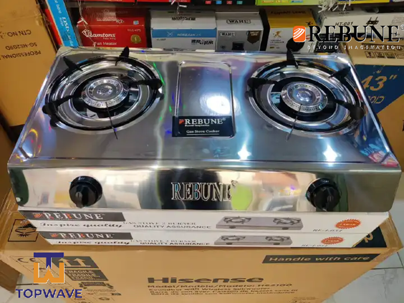 【 CLEARANCE OFFER 】2 Burner Rebune RE-4-054 Table Top Gas Cooker with High Quality Auto Ignition Gas Cooker Gas Cooker Two Double Burner.