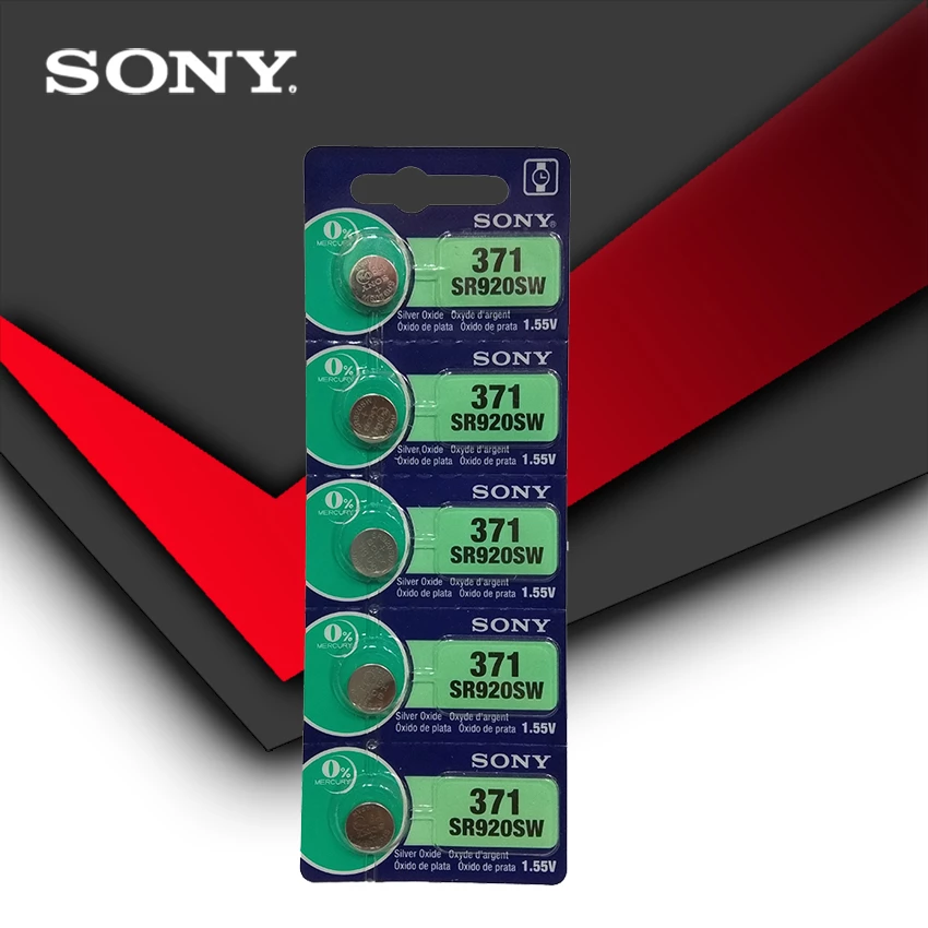 Sony 371- SR920SW Silver Oxide Button Battery 1.55V X 5 pack