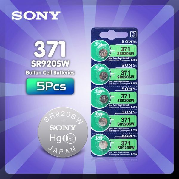 Sony 371- SR920SW Silver Oxide Button Battery 1.55V X 5 pack