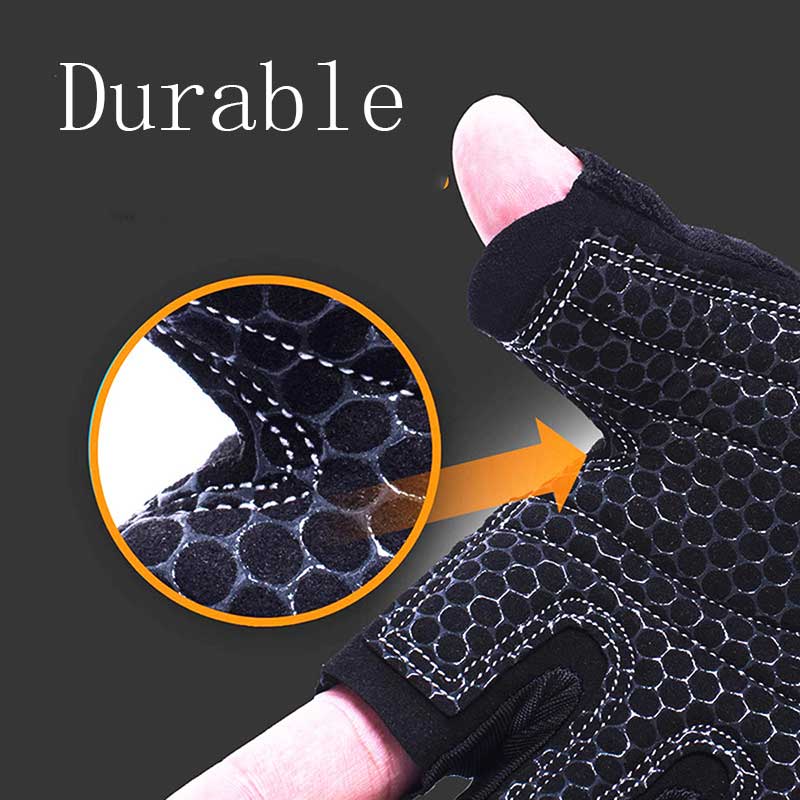 Adjustable Sports Gym GLOVES RIDING POWERLIFTING Cycling Half Finger BLACK weightlifting Weights  Fitness LARGE MEDIUM XL