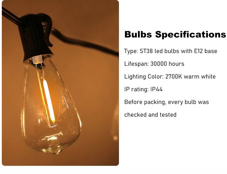 Garden Bulbs Lights 240V 15 LED15 Meters Outdoor String Warm White Decoration Fairy