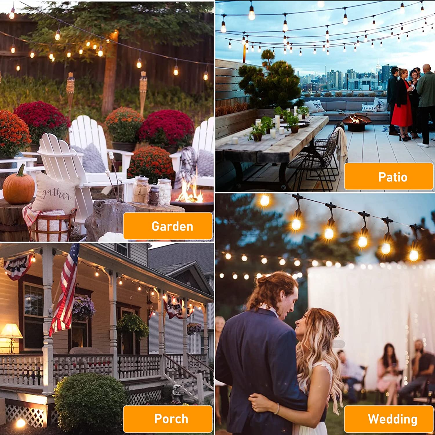 Garden Bulbs Lights Christmas Xmas 240V LED Bulbs15M Decoration Holiday String Outdoor Fairy