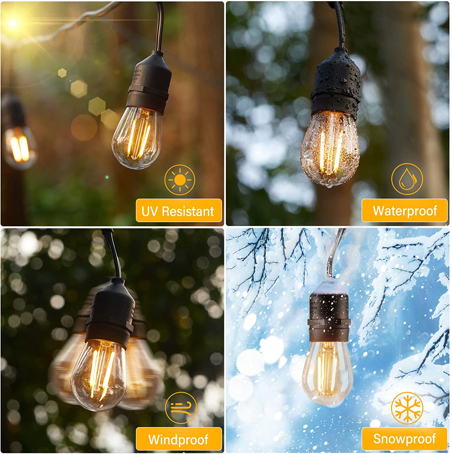 Garden Bulbs Lights Christmas Xmas 240V LED Bulbs15M Decoration Holiday String Outdoor Fairy