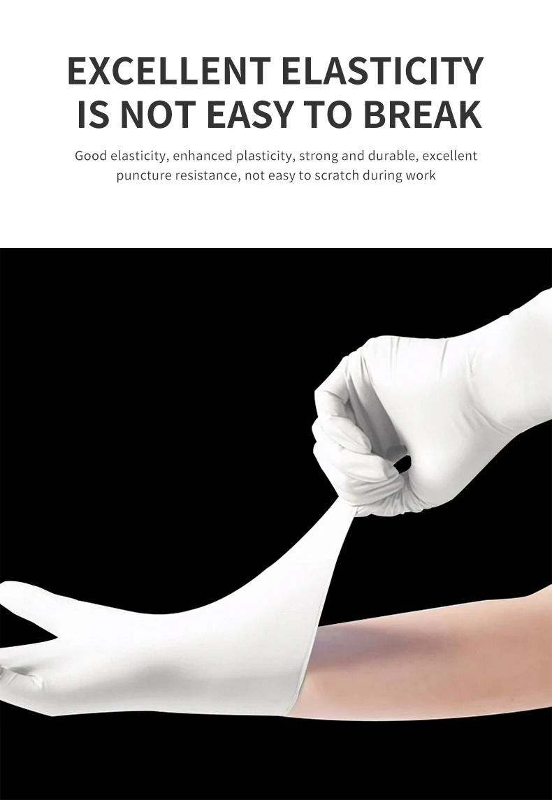 White Nitrile Medical Grade Gloves Silicon Latex Rubber Kitchen