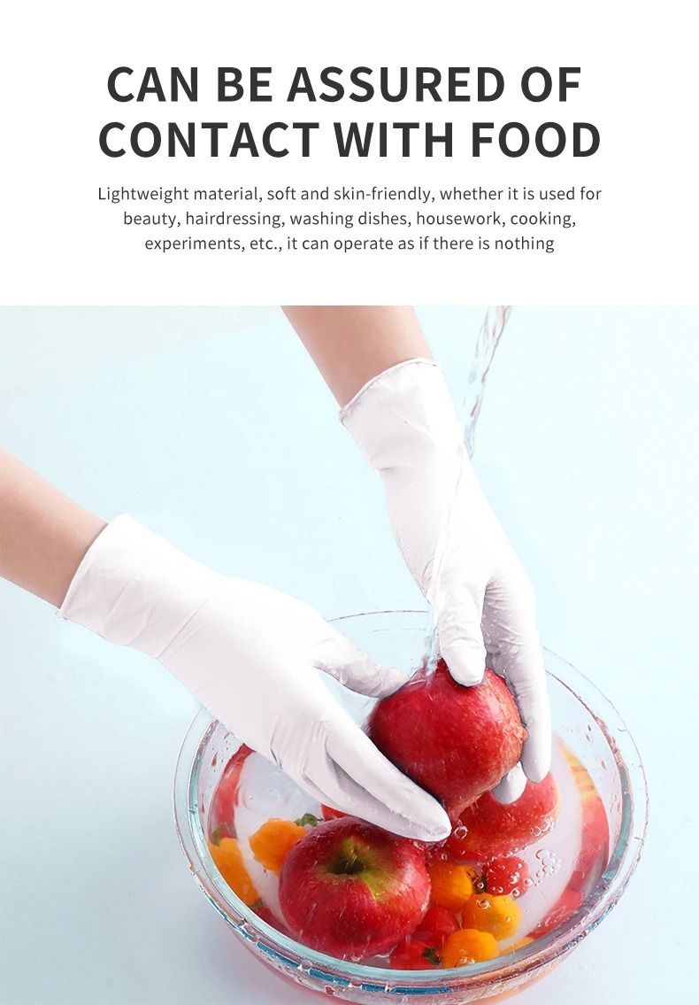 White Nitrile Medical Grade Gloves Silicon Latex Rubber Kitchen
