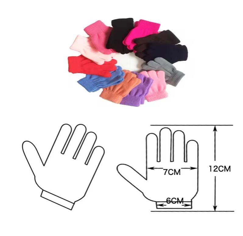 Grey Kids Gloves Boys Winter Gloves Stretchy 5 Fingers Full Fingers Gloves Knitted Magic Gloves Suit