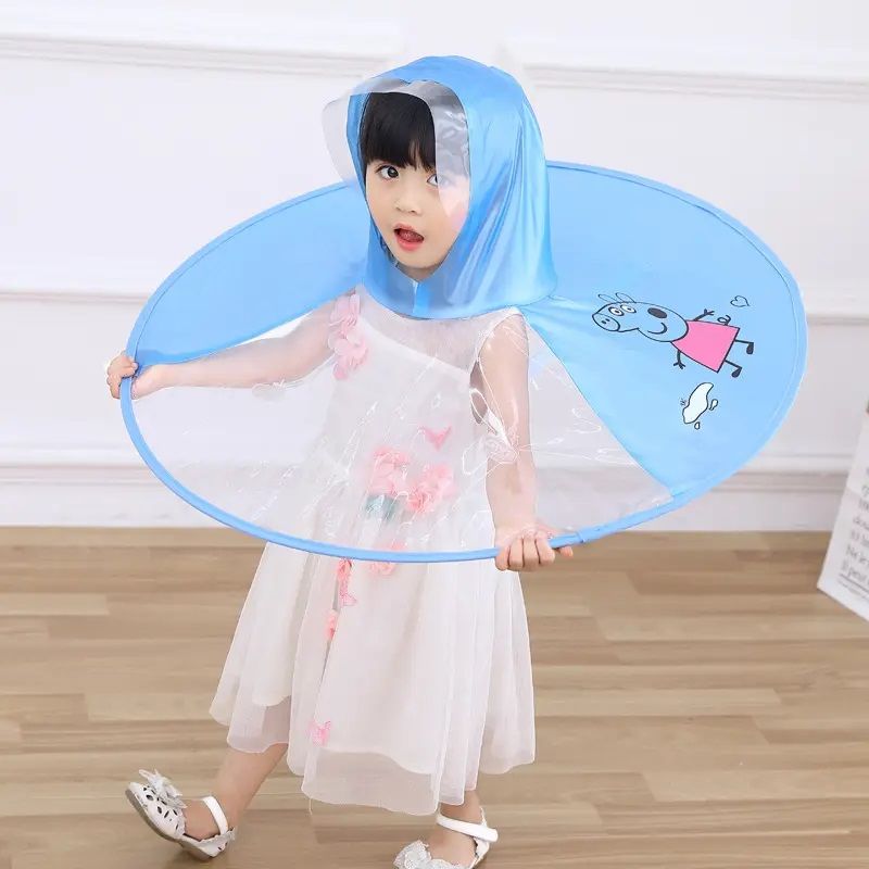 Kids Raincoats Baby Children Umbrella Hat Jacket Pink Yellow Blue