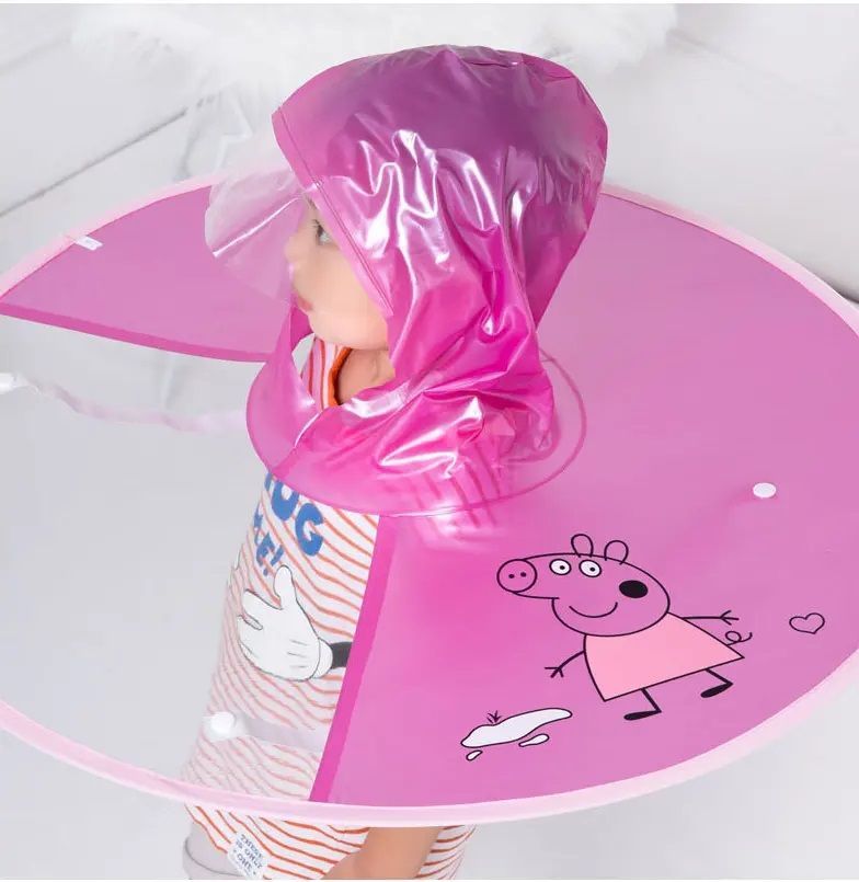 Kids Raincoats Baby Children Umbrella Hat Jacket Pink Yellow Blue