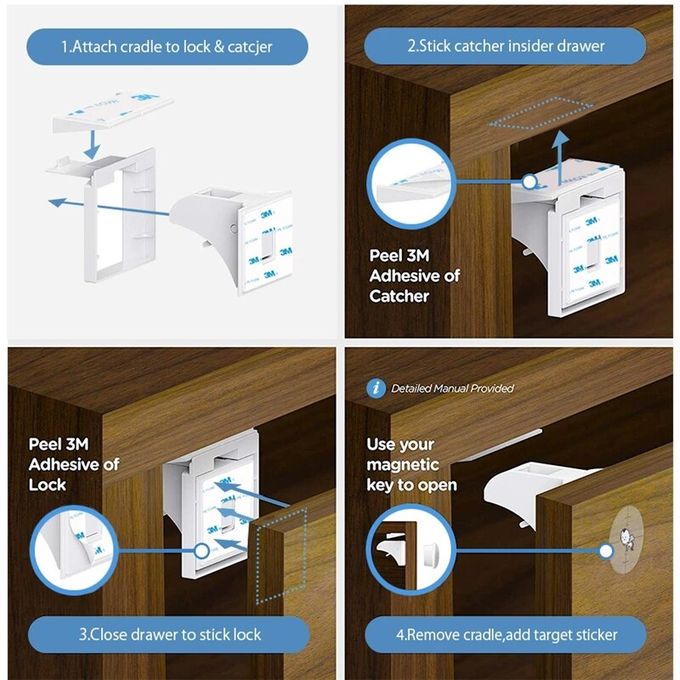 Magnetic Protection Children Door Baby Proof Safety Cabinet Locks Kids Drawer