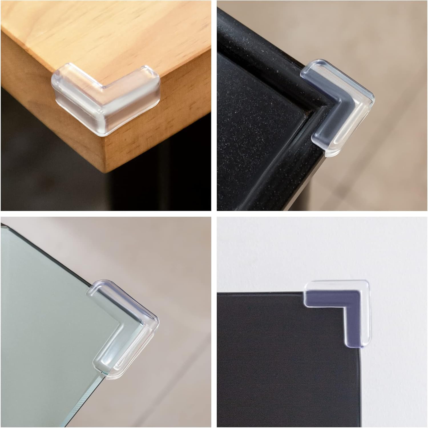 4 PCS L SHAPE - Baby Proofing Corner Guards Furniture Silicone Safety 4pcs Soft Table/Glass Corner Protectors Baby Safety Clear Heavy Duty Adhesive Bed, Dressers Cabinets Keep Baby Kids PVC Clear Edge