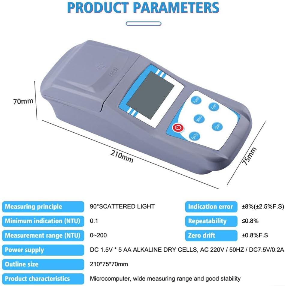 ZD-2A 0-200NTU Intelligent Sewage Turbidity Meter Set kit Portable Handheld Digital Display Turbidity Meter For Water Laboratory