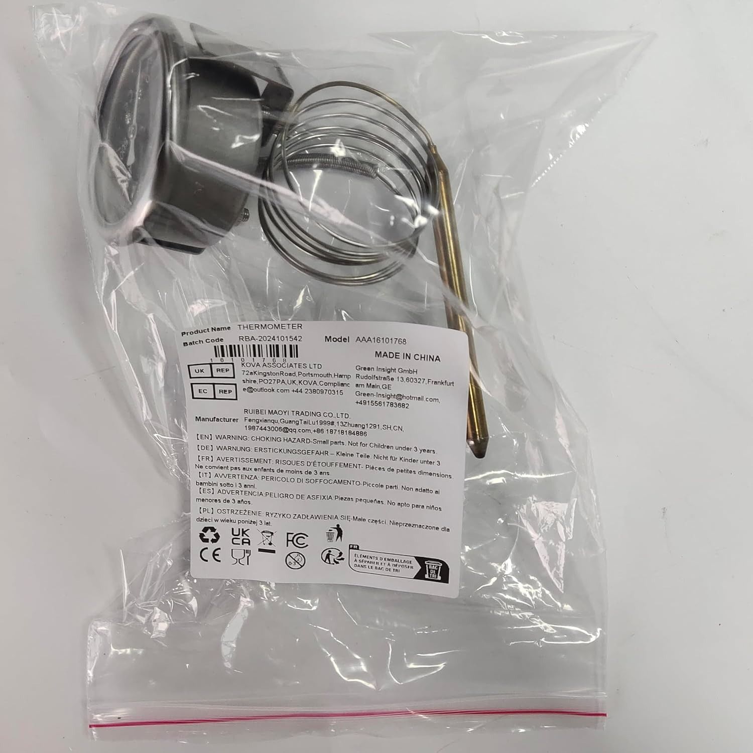 Pizza Oven Electric Oven Bread Kiln Thermometer Pointer Temperature Display 500 Degrees 304 Stainless Steel Temperature Gauge