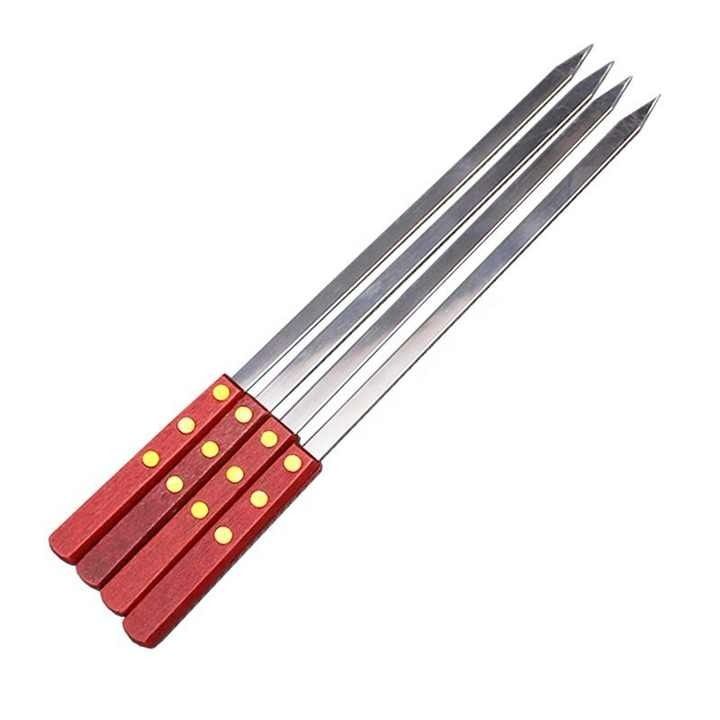 60CM x 1cm  Bbq Grills Large Flat Barbecue Stainless Steel Kebab Skewers With Long Handle