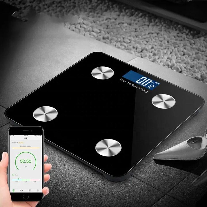 Bathroom BMI Rechargeable Body Weighing Digital LCD LED Scale Smart Backlit display IOS Android app