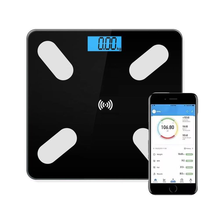 Rechargeable BMI Bathroom Weighing Body Scale Smart Backlit display IOS Android app