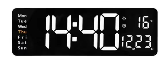 LED 16-Inch Large Simple Living Room Screen Functional Display Clock Nordic Digital Clock Led Wall Clock