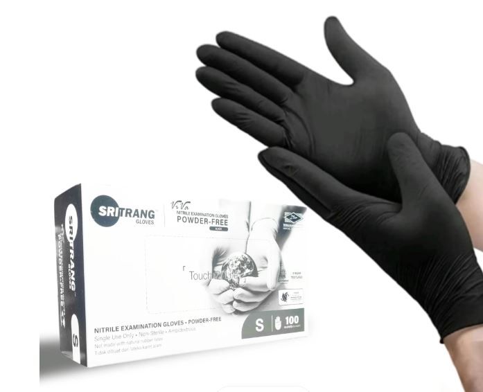 Black Nitrile gloves Nitrile Gloves Powder-Free Medical Grade Examination Gloves 3.5gsm.Sri Trang gloves are comfortable and easy to wear.Suitable for non-sterile medical applications.