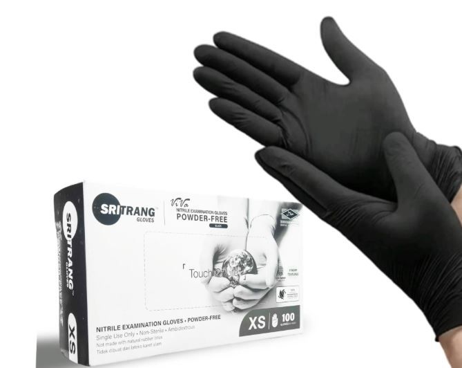 Black Nitrile gloves Nitrile Gloves Powder-Free Medical Grade Examination Gloves 3.5gsm.Sri Trang gloves are comfortable and easy to wear.Suitable for non-sterile medical applications.