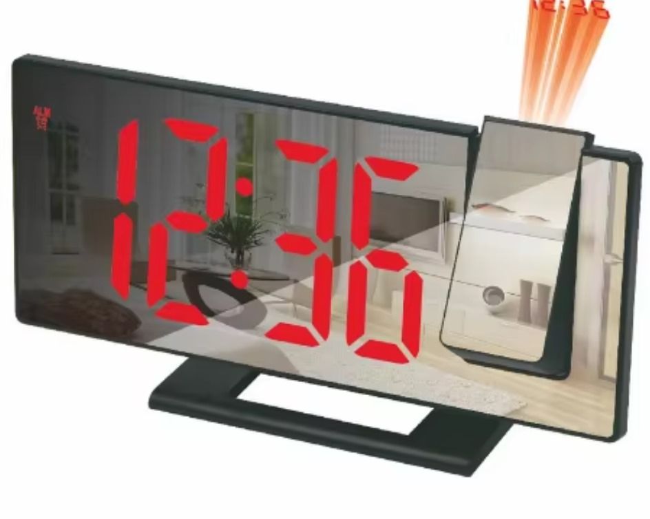 LED Digital Alarm Clock Projection Ceiling Time Temperature Display Backlight Home Bedroom .