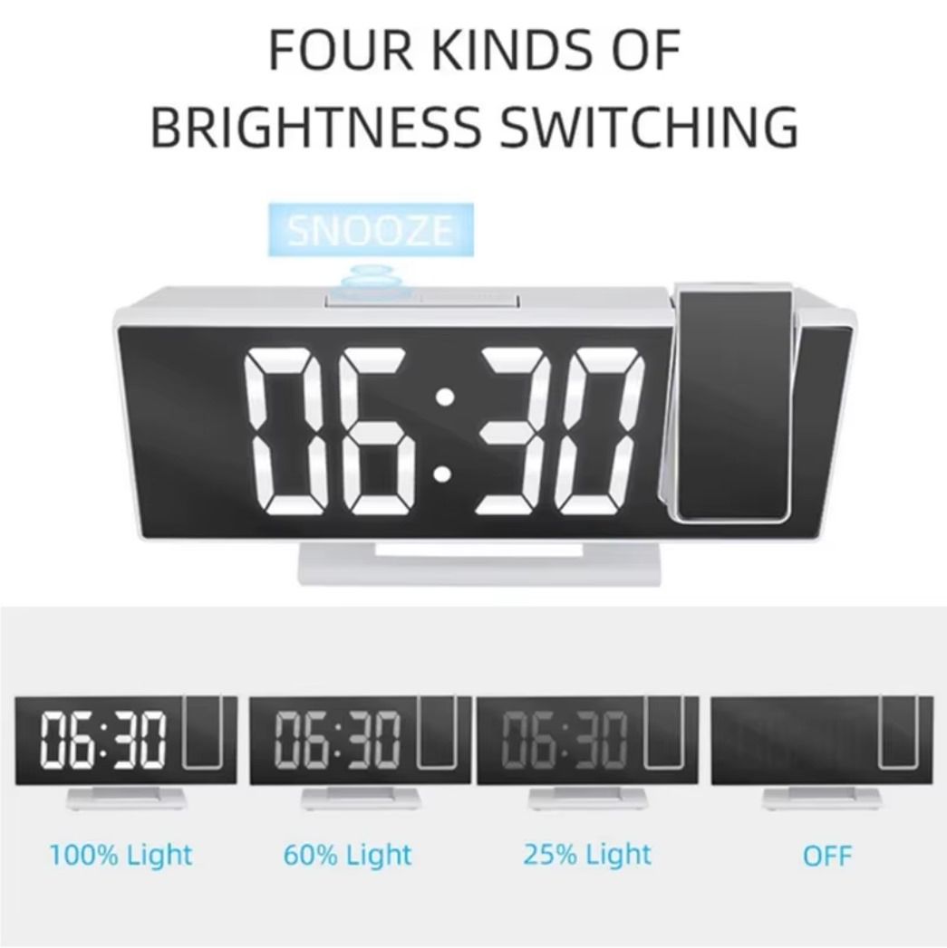 LED Digital Alarm Clock Projection Ceiling Time Temperature Display Backlight Home Bedroom .