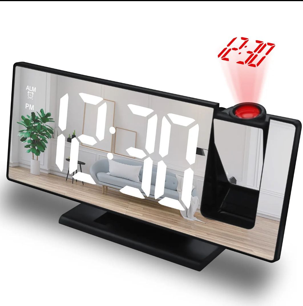 LED Digital Alarm Clock Projection Ceiling Time Temperature Display Backlight Home Bedroom .